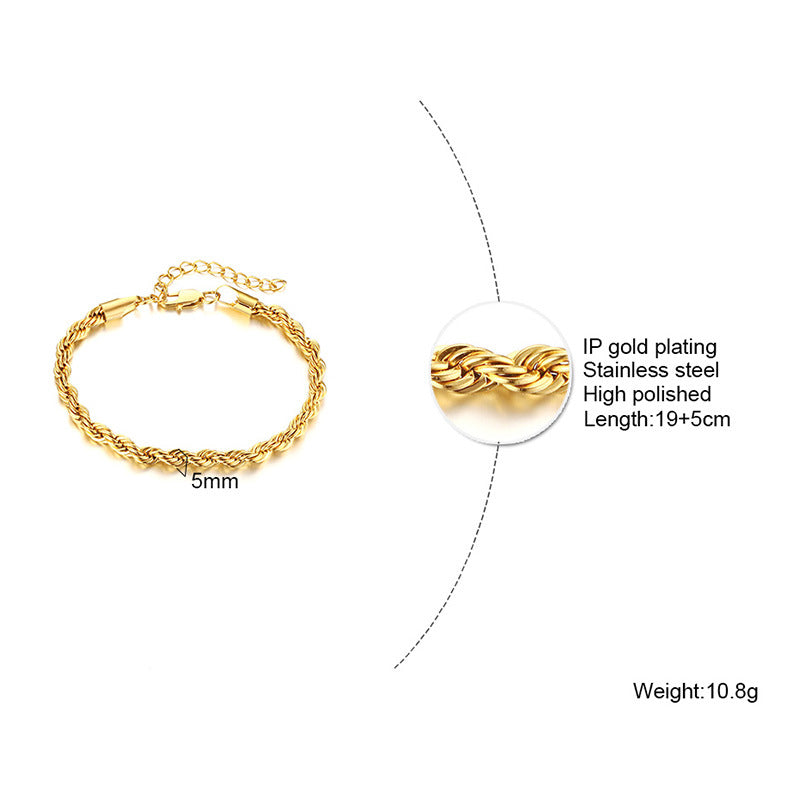 Wholesale Twist Gold Stainless Steel Bracelets